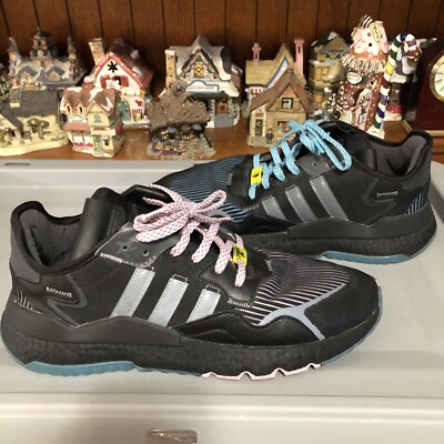 Adidas Nite Jogger x Ninja Shoes Mens Size  US 12.5Core Black Blue Pink Sneakers