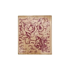 Rubber Stampede Rose & Romance Fleur‑de‑Lis Script Wood‑Mounted Rubber Stamp