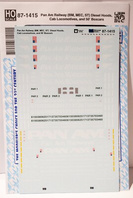 Microscale Decal #87-1415 Pan Am Railway - PAR -- Diesel Locomotives & FMC 5347