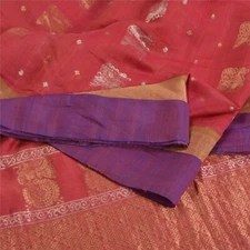 Sanskriti Vintage Dark Red/Purple Sarees Cotton Silk Woven Premium Sari Fabric