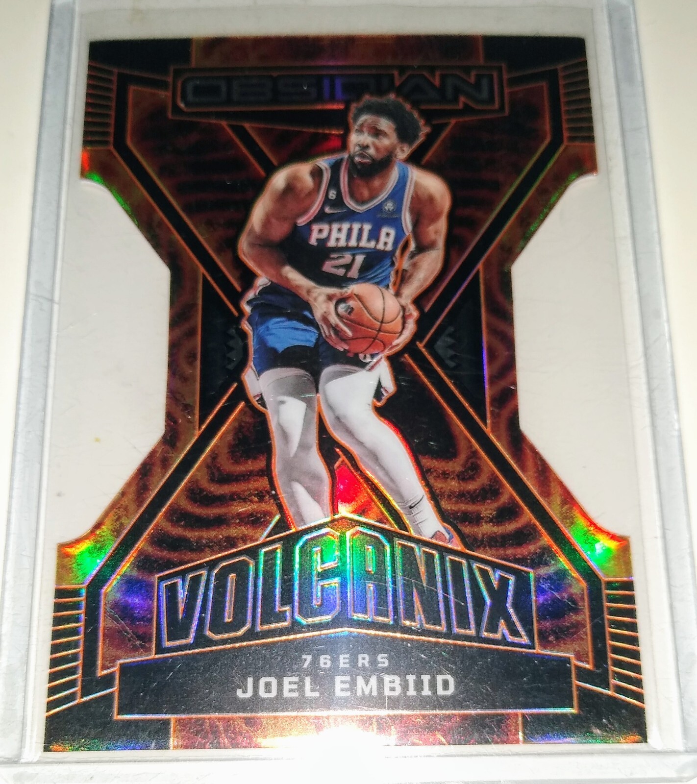 2022-23 Obsidian Joel Embiid Volcanix Die Cut Holo SSP Case Hit 76ers MVP