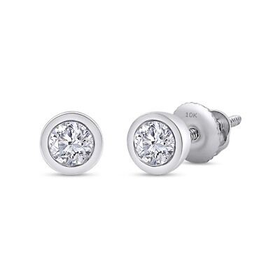 1/5 Ct Round Cut Diamond Solitaire Stud Earrings in 10K White Gold Lab Grown
