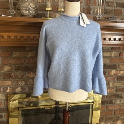 new 3.1 phillip lim Soft Blue Alpaca Sweater Flutter Sleeves Size XS Cropped