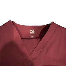 Dagacci Womens Burgundy Twill Cotton Blend V-Neck Scrub Set Pants Size S