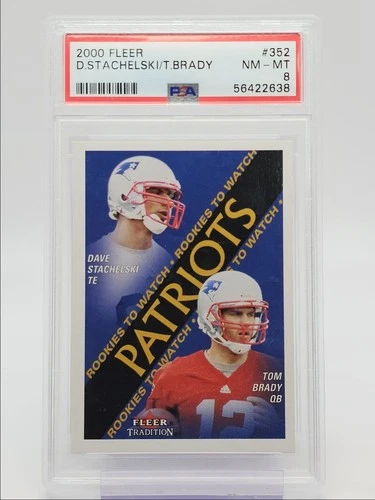DAVE STACHELSKI TOM BRADY 2000 FLEER TRADITION ROOKIES TO WATCH RC PSA 8 Q0004
