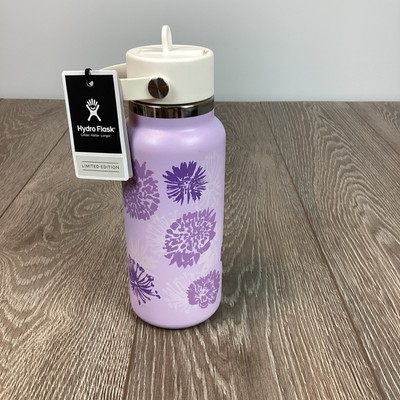 Hydro Flask 32 Oz. Wide Mouth Bottle Pixie Purple Flowers DENT
