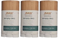 Set of 3 - RAW SUGAR SIMPLY DEO DEODORANT Eucalyptus  Fresh Mint 2.7oz
