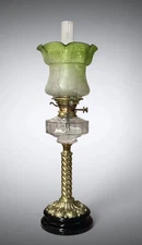 Antique Oil Lamp Green Shade Messengers For Harrods