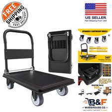 Folding Mobile Platform Trolley - Heavy-Duty 1100 lb Cart with 360 Wheels