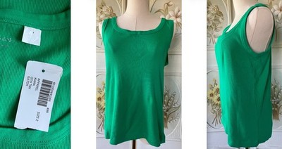 NWT NEW CHICO'S KIARA GREEN TANK TOP RIBBED SLEEVELESS TEE COTTON SPANDEX 2