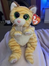 BNWT Ty Beanie Bellies Mango the Ginger Cat Green Eyes Soft Plush Toy NEW Tags