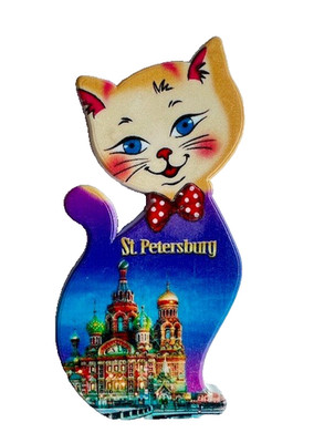 St. Petersburg Magnet   Russland Souvenir  Magnet mit Katzenmotiv