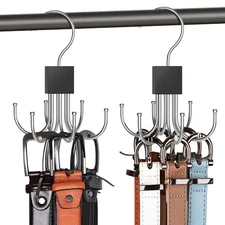 2PCS Space Saving Belt Rack, Organizer for Purse Scarf Tie, Black