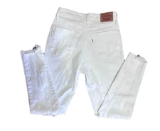 Levi’s 721 High Rise Skinny Jeans Women’s Sz 26 White Distressed Ankle Denim EUC