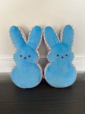 PEEPS Easter Bunny Plush Pillows Confetti Trim 2020 Set of 2 Blue 16in
