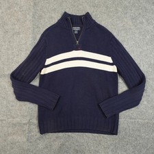 Vintage Polo Ralph Lauren Sweater Mens Medium Heavy1/4 Zip Pullover Knit Striped