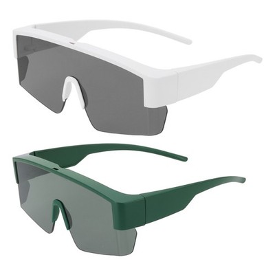 2 Sport Sonnenbrille für Radsport mit Rahmen grün & weiß sandgrau