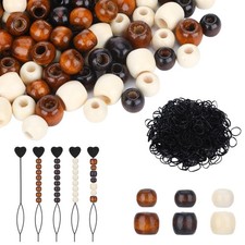 1105 Pcs Wooden Hair Beads for Braids, Large Wooden Beads for Hair Including ...