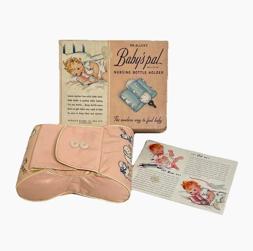 Vintage Dr. Allen's Baby’s Pal Nursing Bottle Holder Pink Original Box 1942