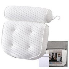 AEROiVi Luxury Bath Pillows for Tub Soft Mesh Strong 6 Suction Cups White