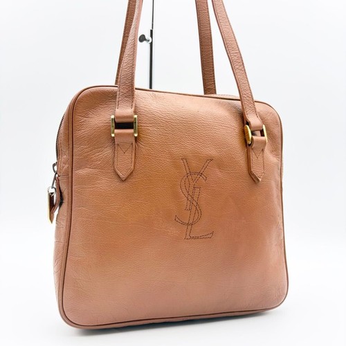 YVES SAINT LAURENT Shoulder Bag Leather Brown Authentic From Japan