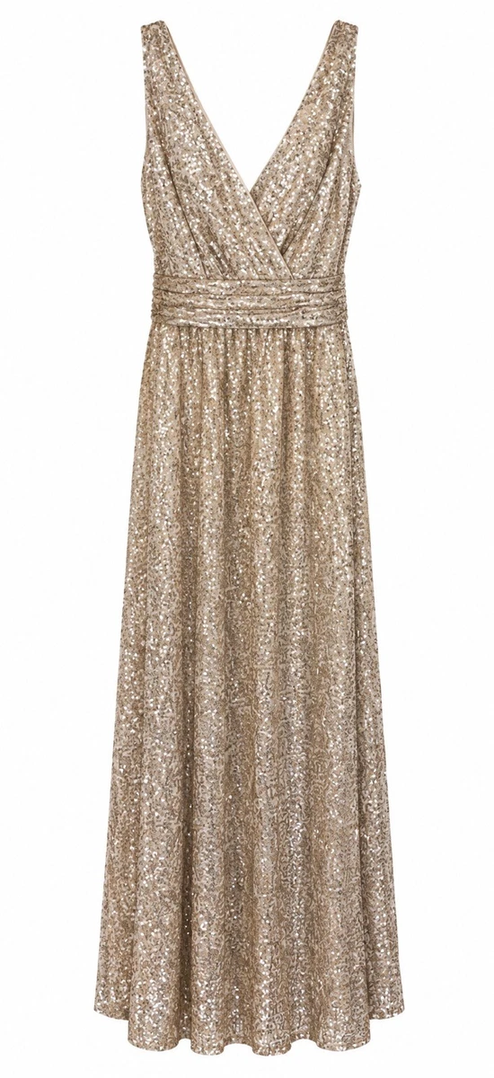 david's bridal metallic gold dress David's Bridal Gold Metallic Taupe Lace and Mesh Long Strapless Dress Sonderleigh