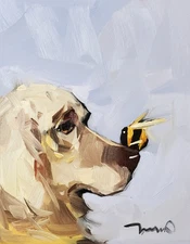 Jose Trujillo Art PRINT 16x20 Impressionism Artist Painting Dog Bumblebee