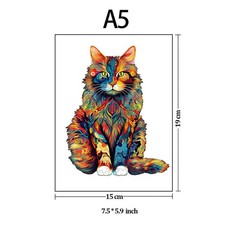 Colorful Cat Wooden Puzzle Irregular Animal Shaped Puzzle High Difficulty Puzzle