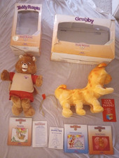 Teddy Ruxpin  Grubby With Boxes Books Cord Lot Working 1985 Worlds Of Wonder