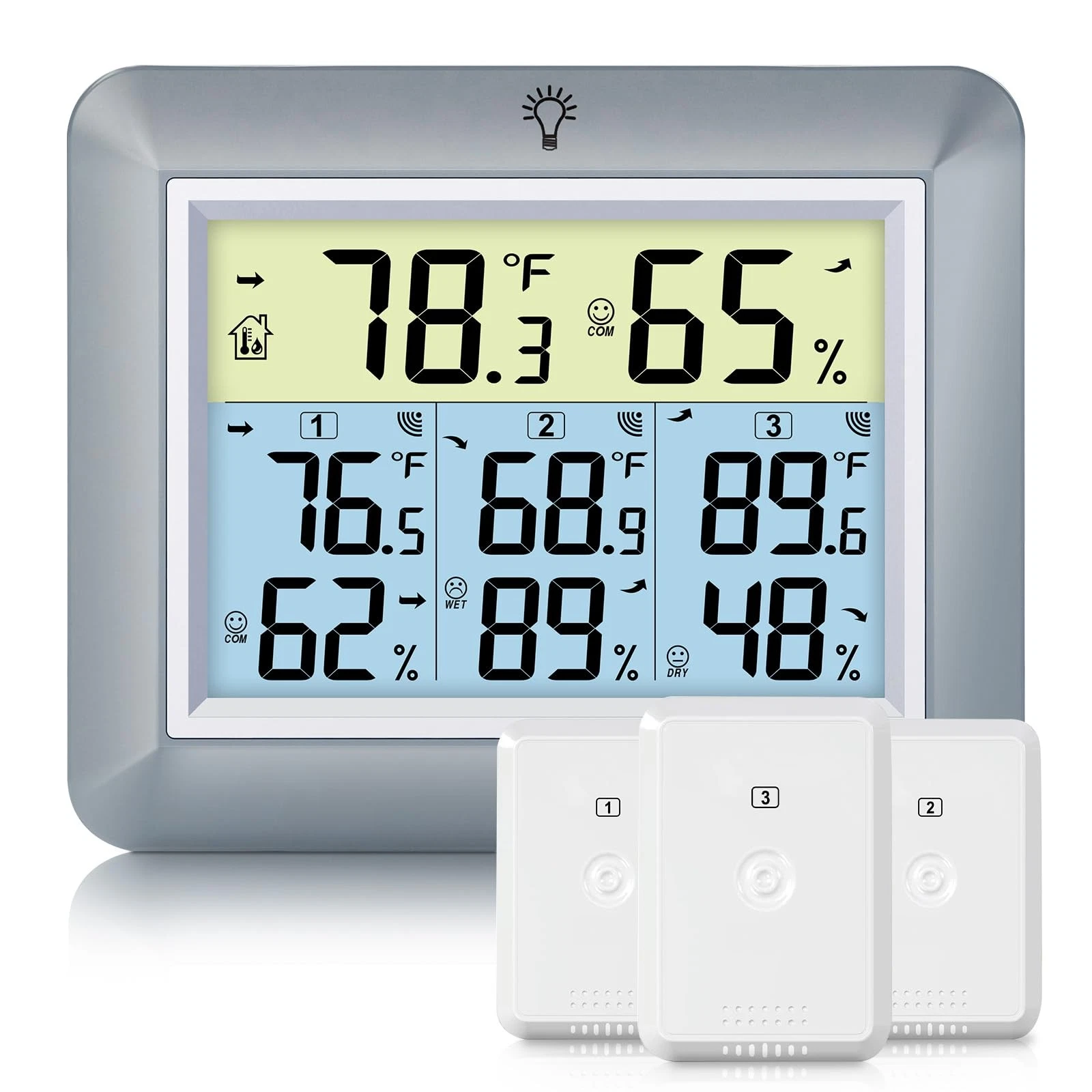 Weather Station Wireless Indoor Outdoor Thermometer with 3 Sensors, Remote Te...