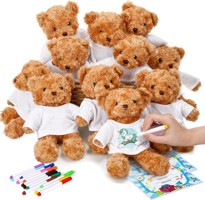 DIY Stuffed Animal Bear Kit - 60 Pcs with Plush Bear, T-Shirt & Pens