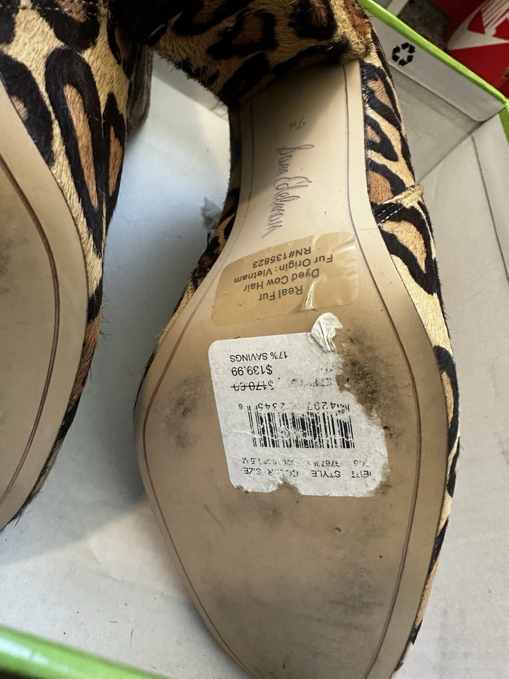Botines de tacón Sam Edelman con estampado animal para mujer de piel real talla 7,5 Foto 4 de 4