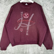 Vtg 90s Harvard Sweatshirt Adult Large Crewneck Jumper Maroon Graphic Spell Out