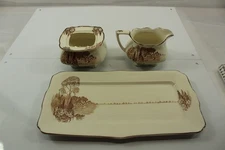 Vintage Cream & Sugar Porcelain Table Set Homeland by Myott Son & Co. England