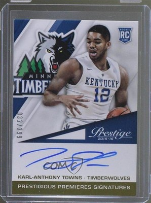 2015-16 Panini Prestige 32/299 Karl-Anthony Towns #PPS-KA Rookie Auto RC 2w7