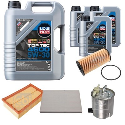FEBI BILSTEIN Inspektionspaket 8L Liqui Moly Top Tec 4600 5W-30 für Nissan