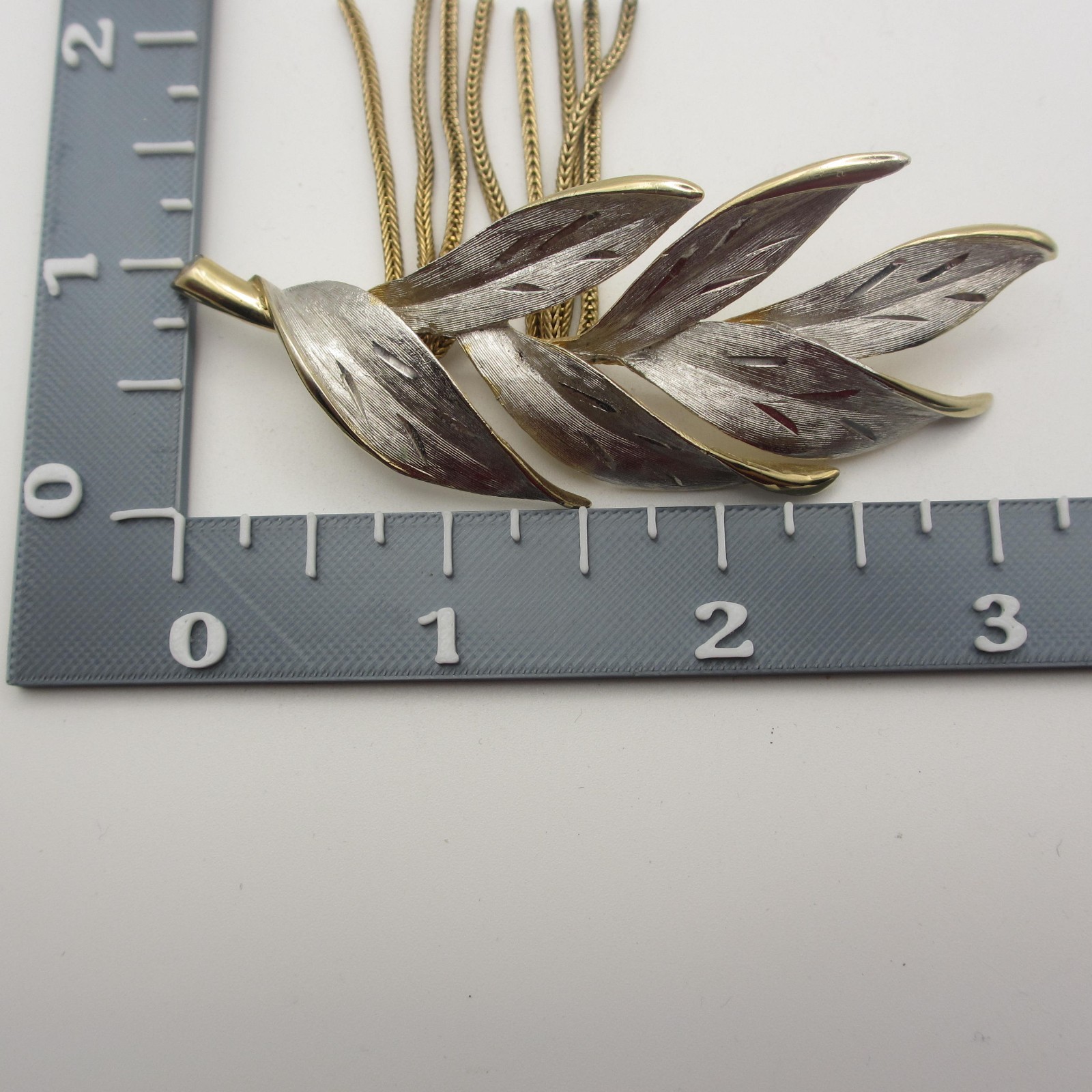 Vintage Statement Brooch Leaf Dangles Textured Si… - image 8