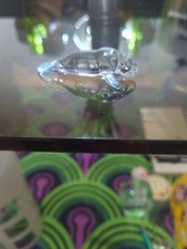 Vintage Art Glass Ice Blue Solid Glass Whale Manatee Figurine