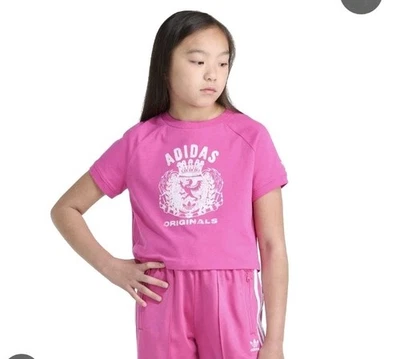Adidas Girls Originals Crop Tee Pink Fusion Xs - Image 1 of 4