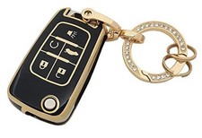 for Chevy Key Fob Cover with Keychain Soft TPU Full Protection Car Key Black