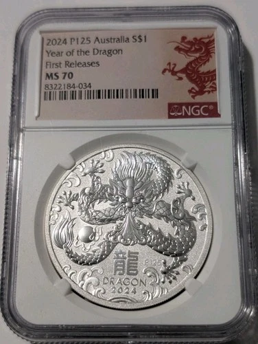 2024 P125 Australia 1 Oz Silver Year Of The Dragon NGC MS70 First Release 