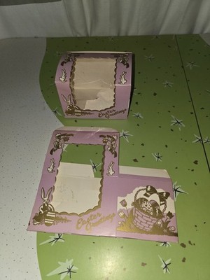 2 Vintage NOS EASTER Folding Chocolate Panoramic Sugar EGG Candy BOXES Bunnies