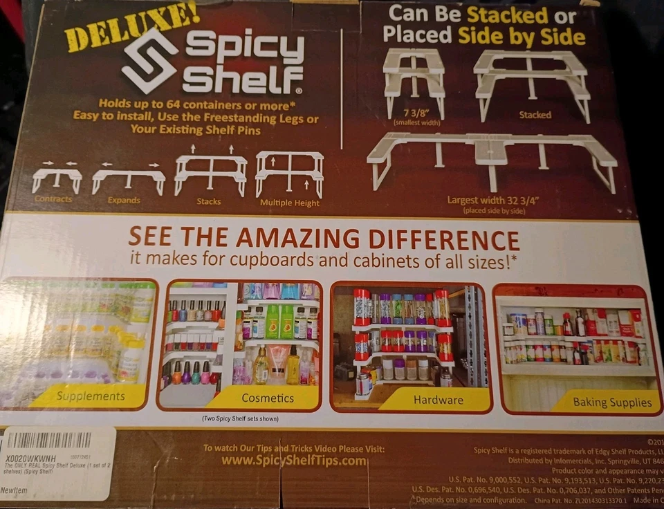 The Spicy Shelf Deluxe - Organizador de gabinete apilable - 1 juego de 2 estantes Foto 4 de 4
