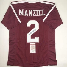 Autographed/Signed JOHNNY MANZIEL Texas A&M Maroon Football Jersey JSA COA Auto