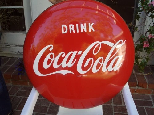 1950's Vintage Coca-Cola Soda Tin Round Button Sign 24"