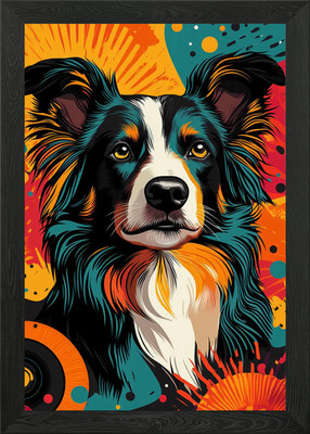 Border Collie Pop Art | Energetic B gerahmtes Wandbild Poster Leinwanddruck Bild