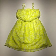 Express Dress Womens Small Yellow Print Sheer Removable Straps Mini Empire Waist