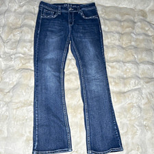 Grace in LA Women's Blue Medium Wash Bootcut Jeans Embellished 5-Pocket