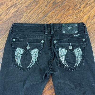 Miss Me Jeans Womens 29 Black Skinny Low Rise Stretch Denim Jegging 29x32