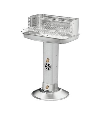 Kynast Grill Edelstahl Säulengrill Standgrill Holzkohle Standsäulengrill silber